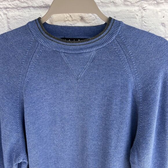Valda By Toscano Italy Mens Viscose Crewneck Knit Sweater Medium Pullover Blue - Picture 3 of 10
